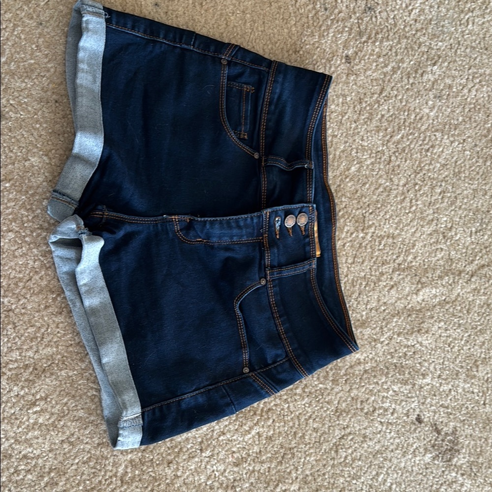Butt I Love You blue denim jean shorts